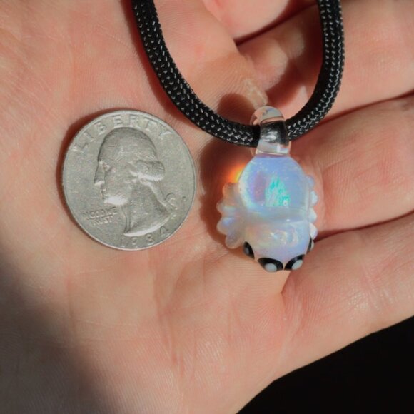 Glass Jumping Spider Pendant - Heady Glass Opal Pendant - Opal Necklace - Picture 5 of 7